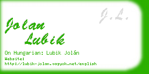 jolan lubik business card