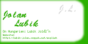 jolan lubik business card